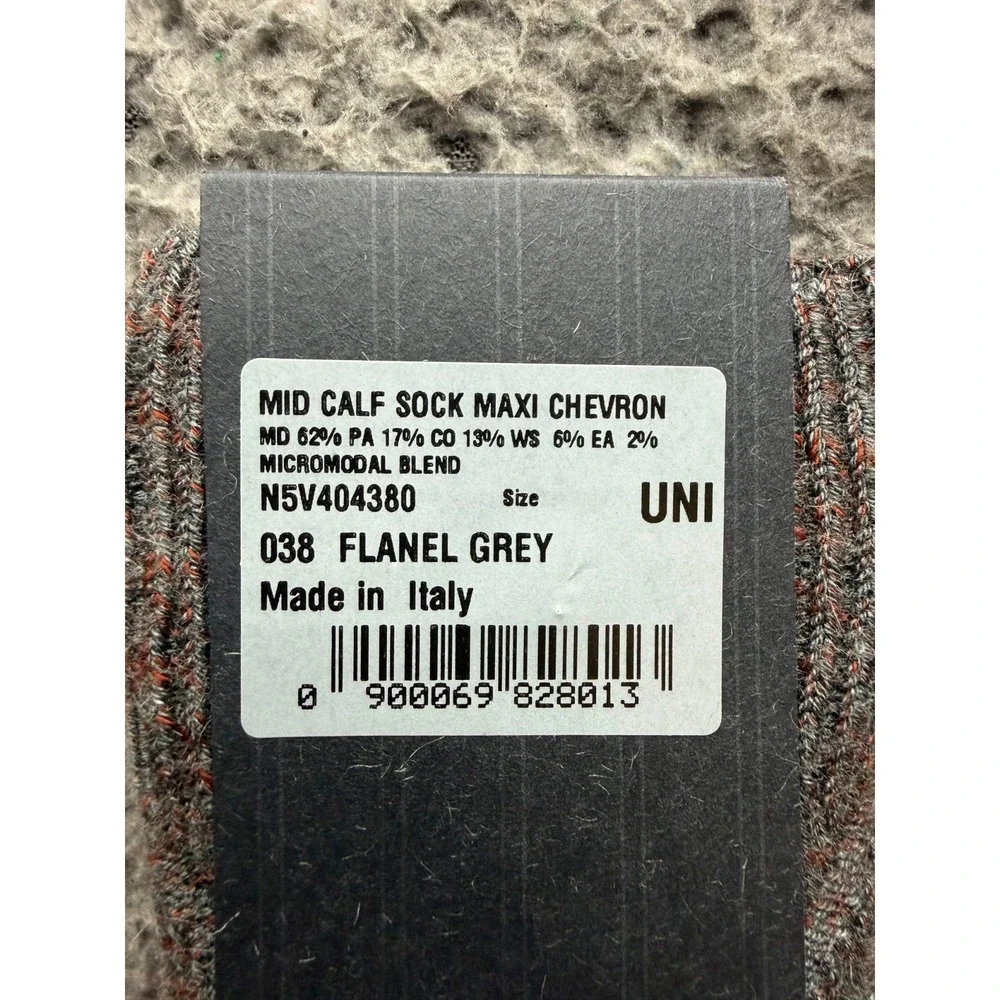 NWT Ermenegildo Zegna Maxi Chevron Mid Calf Socks Flanel Grey One Size Unisex